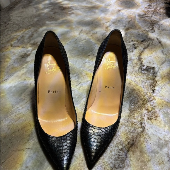 Elegant Blue metallic snakeskin heels - Picture 3 of 4